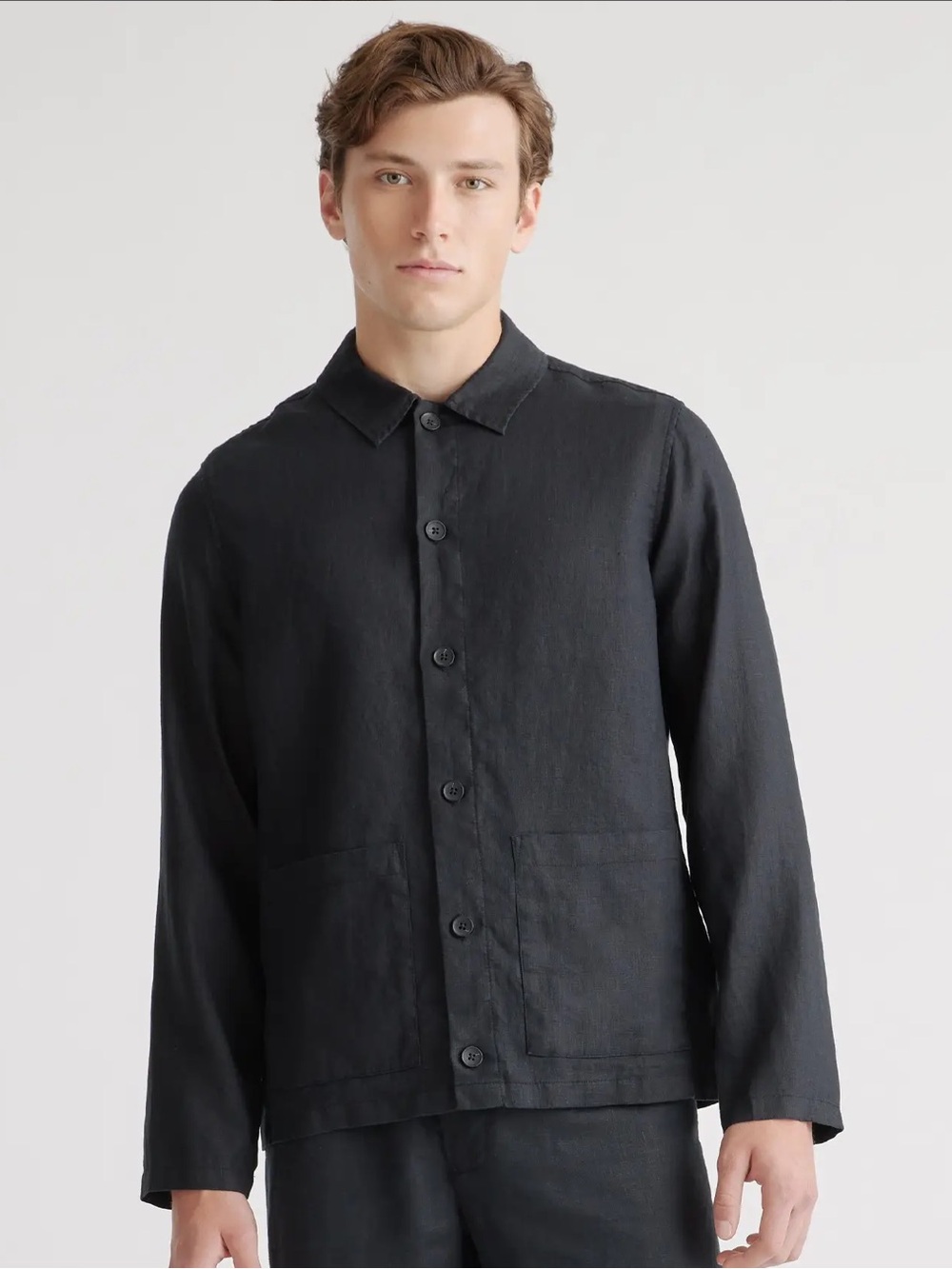 Quince Black Lightweight Button-Up Shirt Jacket